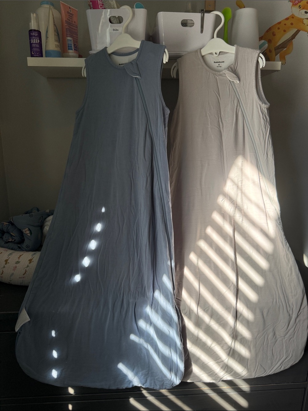Set of 2 Cozy Sleep Sacks, 18-24mo, lightweight - 0.5 TOG slate blue & lt gray
